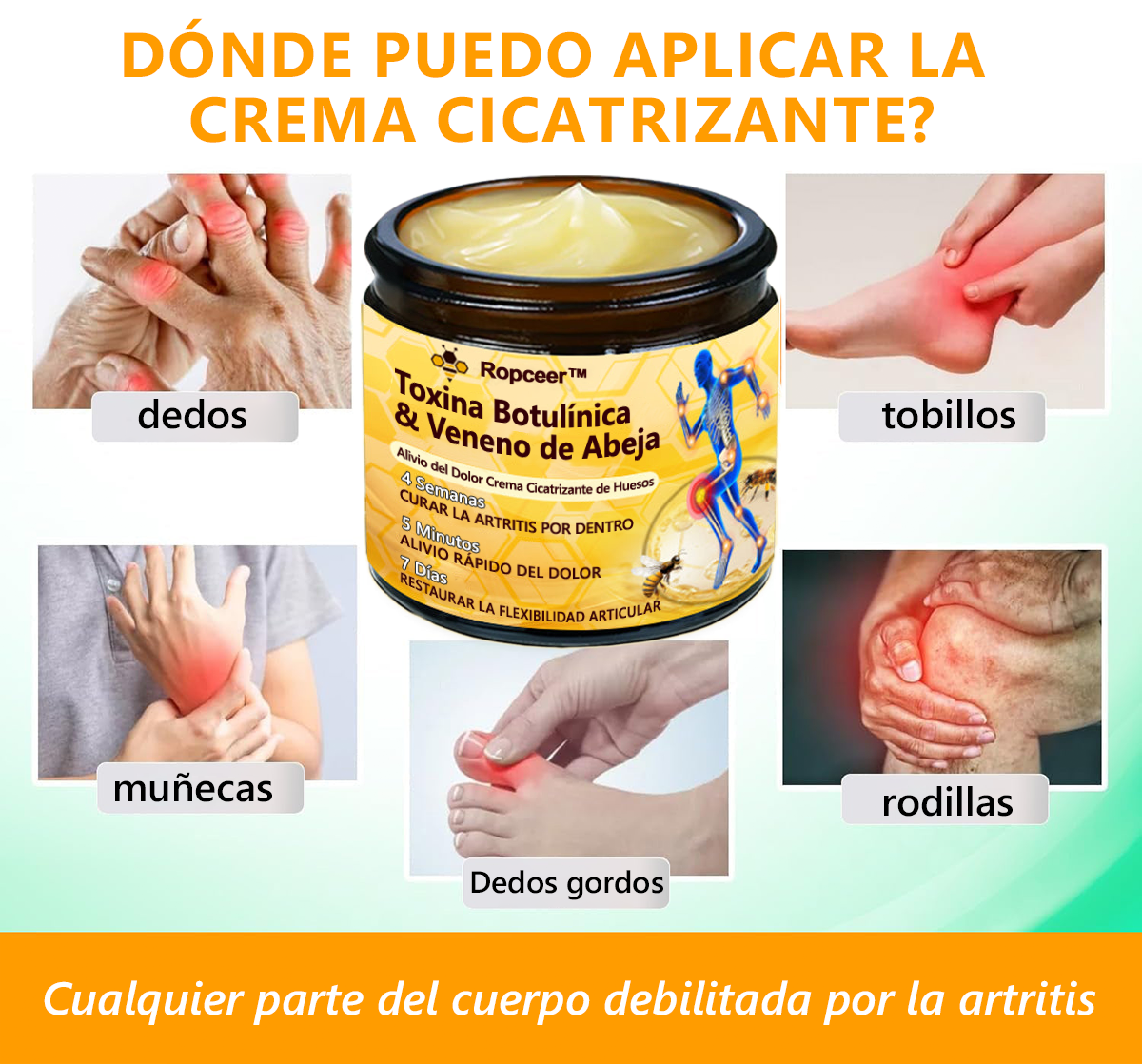 Ropceer™ Toxina Botulínica & Veneno de Abeja Alivio del Dolor Crema Cicatrizante de Huesos